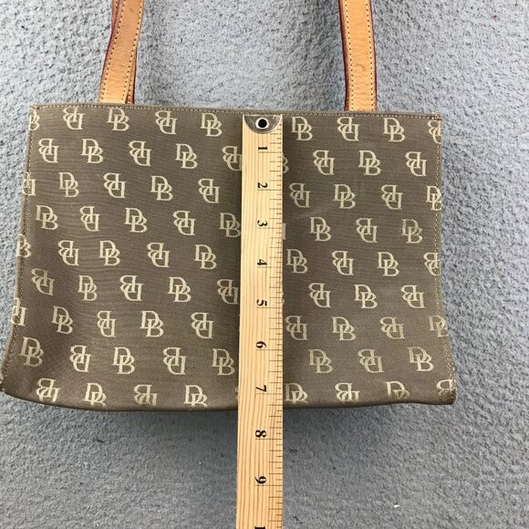 Dooney & Bourke Signature Medium Tote Bag Tan Canvas Leather - Picture 4 of 12